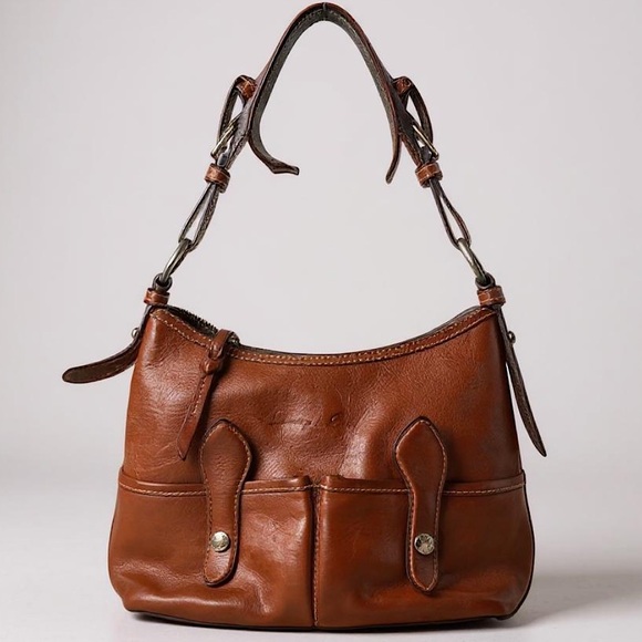 Dooney & Bourke Handbags - Dooney & Bourke Vintage Florentine Vacchetta Leather Shoulder Satchel Bag Brown